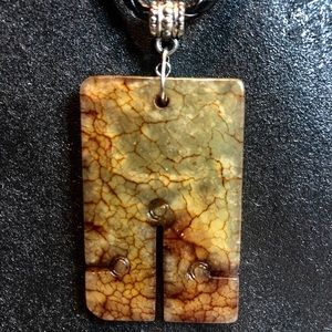 Nephrite Jade Pendant Necklace/black woven cord